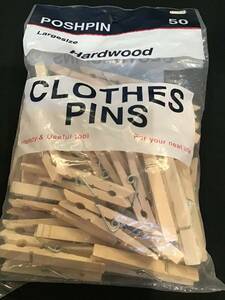 未開封 未使用 木製 ウッド 洗濯ピン clothespins 50個 物干し レトロ アウトドア レイアウト キャンプ ディスプレイ ランドリー