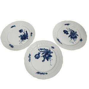 ■【ROYAL COPENHAGEN/ロイヤルコペンハーゲン】ブルーフラワー プレート カーブ 直径約25cm 3枚セット 食器★7163