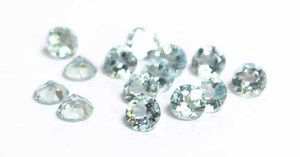 ラウンドファセットカット　アクアマリン（6mm）【6個セット】