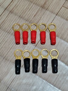 ★新品未使用品 リング端子 8AWG LUG10 赤5黒5セット品 送140円★