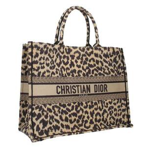 クリスチャンディオール Christian Dior BOOK TOTE/ブックトート サイズ:ラージ ロゴエンブロイダリーレオパード柄ハンドバッグ 中古 OM10