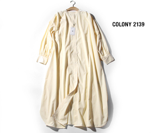 新品COLONY 2139 コロニー★バンドカラーストライプシャツワンピースYE★