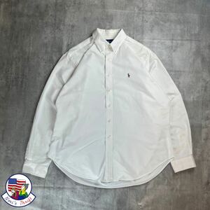 ラルフローレン オックスフォードBDシャツ ホワイト USA古着 1848