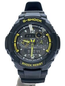 CASIO◆ソーラー腕時計・G-SHOCK/デジアナ/ラバー/BLK/BLK