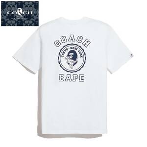 ◆限定コラボアイテム！◆新品/正規品◆【BAPE(R)×COACH★C4881-M】エイプ×コーチ グラフィック半袖Tシャツ ホワイト ラスト1点！