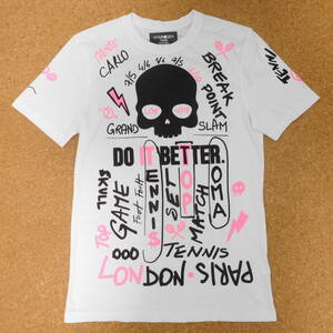 新品 HYDROGEN ハイドロゲン GRAFFITI TEE グラフィティ 半袖シャツ Tシャツ WHITE x PINK ホワイト x ピンク XL 定価18,000円