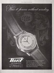 稀少・広告！1947年ティソ 時計広告/Tissot Automatic Watch/H
