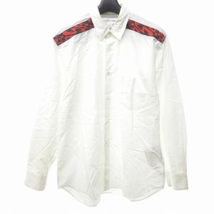 コムデギャルソンシャツ COMME des GARCONS SHIRT W13162 シャツ 肩ジップ メッシュ 素材切り替え 長袖 コットン 白 ホワイト 赤 レッド S