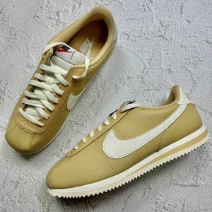 新品未使用 NIKE 26.0cm ナイキ CORTEZ コルテッツ スニーカー シューズ スウッシュ 定番 人気 レザー ベージュ ビンテージ 箱無し 正規品