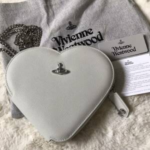 新品未使用タグ付き◇VivienneWestwood ハート型チェーンショルダーバッグ ヴィヴィアン サフィアーノレザー 金具シルバー