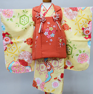 七五三 三歳 三才 女児 被布着物フルセット 染め加工日本 女の子 3歳 3才 祝着 新品（株）安田屋 NO34382