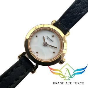 エルメス フォーブルミニ 1PD ダイヤ K18PG 750 クオーツ 革ベルト 腕時計 【BRAND ACE】