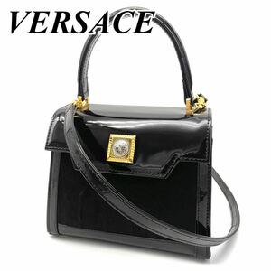 【希少】VERSACE ハンドバッグ サンバースト エナメル ハラコ 2way