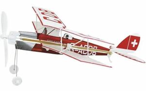 小物玩具！クラッシックスタイルの複葉ゴム動力模型飛行機／赤い！！タイガー　モス