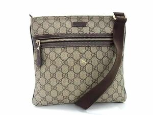 1円 ■美品■ GUCCI グッチ 295257 GG柄 PVC×レザー クロスボディ ショルダーバッグ 斜め掛け レディース メンズ ブラウン系 BK2115