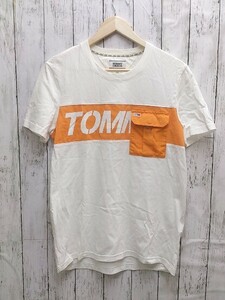 TOMMY JEANS トミージーンズ Ｔシャツ 半袖 ビッグロゴ ワークポケット カットソー シミあり Mサイズ ホワイト メンズ 1304000000077