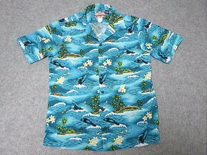 アロハシャツ　ＲＪＣ　ＵＳＡ製　ハワイ製　Ｍサイズ　美品　鯨　熱帯魚　椰子の樹
