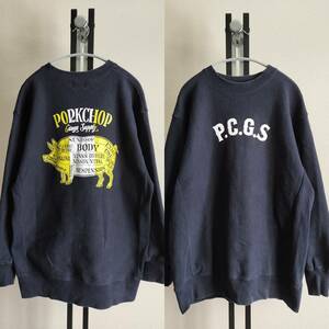 PORKCHOP/ポークチョップ/PORK LOGO SWEAT/P.C.G.Sポークロゴクルーネックスウェット/肉厚/希少サイズXL/サイドリブ