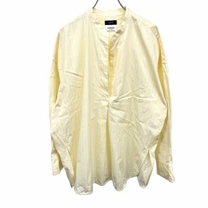 シップス SHIPS|SOMELOS プルオーバー スキッパーシャツ ストライプ 長袖 丸めの裾 綿100% ONE-SIZE イエロー 黄×白 レディース