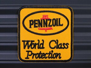 送料\84【PENNZOIL・ペンズオイル／四角】※《アイロン刺繍ワッペン・四角》　アメリカン雑貨　刺繍ワッペン　アイロンワッペン