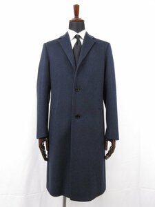 極美品【DIOR HOMME ディオールオム】533C356C3420 ラムレザーパイピング 最高級 ウールチェスターコート(メンズ)46 紺系 伊製●17HR3255●