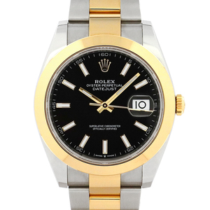 ロレックス（ROLEX）デイトジャスト41 126303 ブライトブラック文字盤 コンビ 18Kイエローゴールド 2023年11月/ランダムシリアル 腕時計