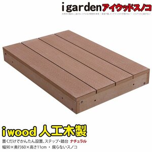 igarden アイウッド スノコ 598　1点　90×60 ナチュラル 樹脂製 ウッドデッキ 踏台 階段 ステップ テラス 庭 バルコニー DIY