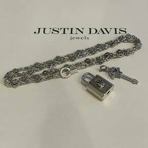 新品◆JUSTIN DAVIS◆ROCK&KEY PENDANT＋BOHEMIAN CHAIN◆南京錠ネックレス◆定価105,600円◆SPJ118,SNJ210◆