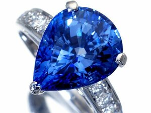 1円～【ジュエリー極】サファイアブルー煌く！大粒良質天然ブルーサファイア7.142ct＆ダイヤ0.43ct 高級Pt900リング k8471um【送料無料】