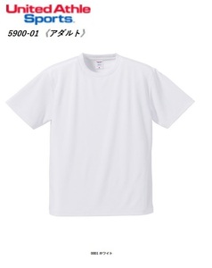 [ネコポス発送/2枚まで]◆UnaitedAthle 5900-01【0001ホワイト・Mサイズ】4.1オンスドライアスレチックTシャツが、即決490円 