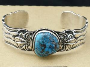 ５００円スタート！ ナバホ族 故Gary Reeves turquoise bangle ターコイズバングル hopi zuni isleta