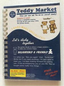 家計簿 お小遣い帳 ベア ティディーベア 熊 くま ノート　Teddy Market 新品　アンティーク　手帳　レトロ　日本製　サンエックス　SAN-X