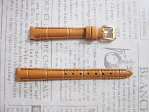幅１２mm 明るい茶 腕時計ベルト 尾錠金色 皮革