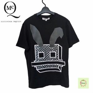 【新品】確実正規品 McQ アレキサンダー マックイーン ラビット プリント Ｔシャツ ブラック 黒