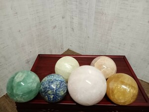 ② 水晶　丸玉　まとめ　パワーストーン　置物　鑑賞石　開運　インテリア　風水　オブジェ　コレクション　ジャンク