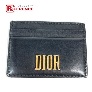 Dior ディオール 26-MA-1128 ロゴ 名刺入れ カードホルダー パスケース カードケース ブラック ユニセックス【中古】