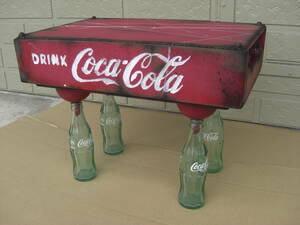 送料着払 コカ・コーラ ケース 加工品 オリジナル テーブル ビン ビンテージ シャビー ボトルケース ペイント装飾