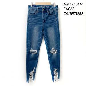 【送料無料】AMERICAN EAGLE OUTFITTERS★ダメージデニム スキニー HI-RISE JEGGING CROP