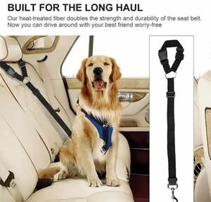 犬のための調整可能な安全ベルト　車両の後部座席ベルト　リードクリップ　黒