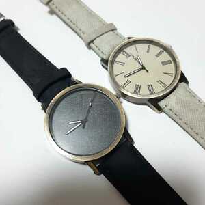 新品　腕時計　カジュアル　　黒アイボリの二本セット　9