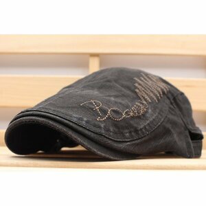 ハンチング帽子 シンプル刺繍 綿 帽子 キャップ 56cm~59cm メンズ レディース BK 新作 HC244-1
