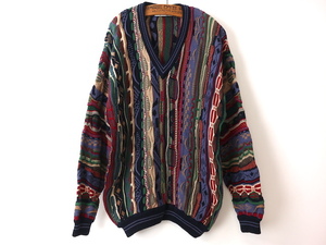 90s ENRICO UOMO ITALY 3D 立体編み 長袖 コットン ニット セーター(メンズ M)マルチ ビンテージ COOGI クージー