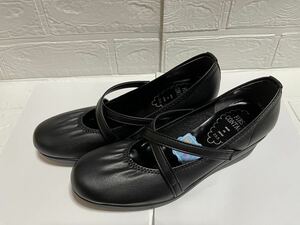 新品☆コンフォートパンプス　レディース靴　女性用靴　サイズ23.5cm ウェッジソール　ブラック　黒色