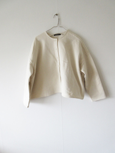 美品 mizuiro ind / ミズイロインド コットン裏毛起毛 カーディガン IVORY / ジャケット レディース