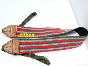 Nikon 純正 ボーダー ストラップ 緑(グリーン) 赤(レッド)　灰色(グレー) ニコン　レア　送料140円　626