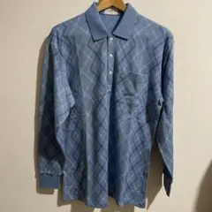 新品　ダンヒル　イタリア製　ポロシャツ　ブルー　チェック　L 紳士　メンズ　長袖