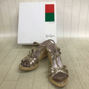 13483 箱有 GINZA Kanematsu 銀座かねまつ レディース サンダル シルバー×ゴールド系 24.0cm 日本製 婦人靴