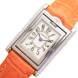 カルティエ Cartier タンクバスキュラント SM WA202751 K18WG/レザー 腕時計 レディース 中古
