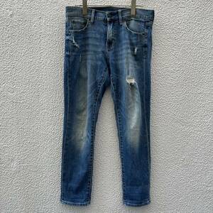 GAP ギャップ 27REGULAR テーパード デニム クラッシュ加工 インディゴ