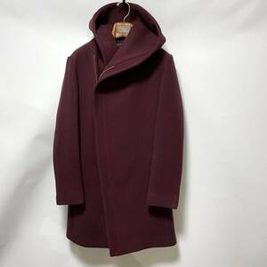 美品 junhashimoto ジュンハシモト WRAP COAT ウールメルトンラップコート 定価11万円 4(L) AKM 1piu1uguale3 ボルドー ラッカーニZIP